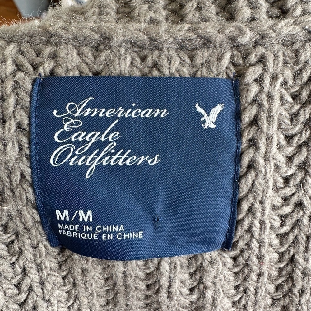American Eagle Y2K Cable Knit Sweater Vest Sz M Chunky Wool Boho Hippie Granola - Picture 5 of 7